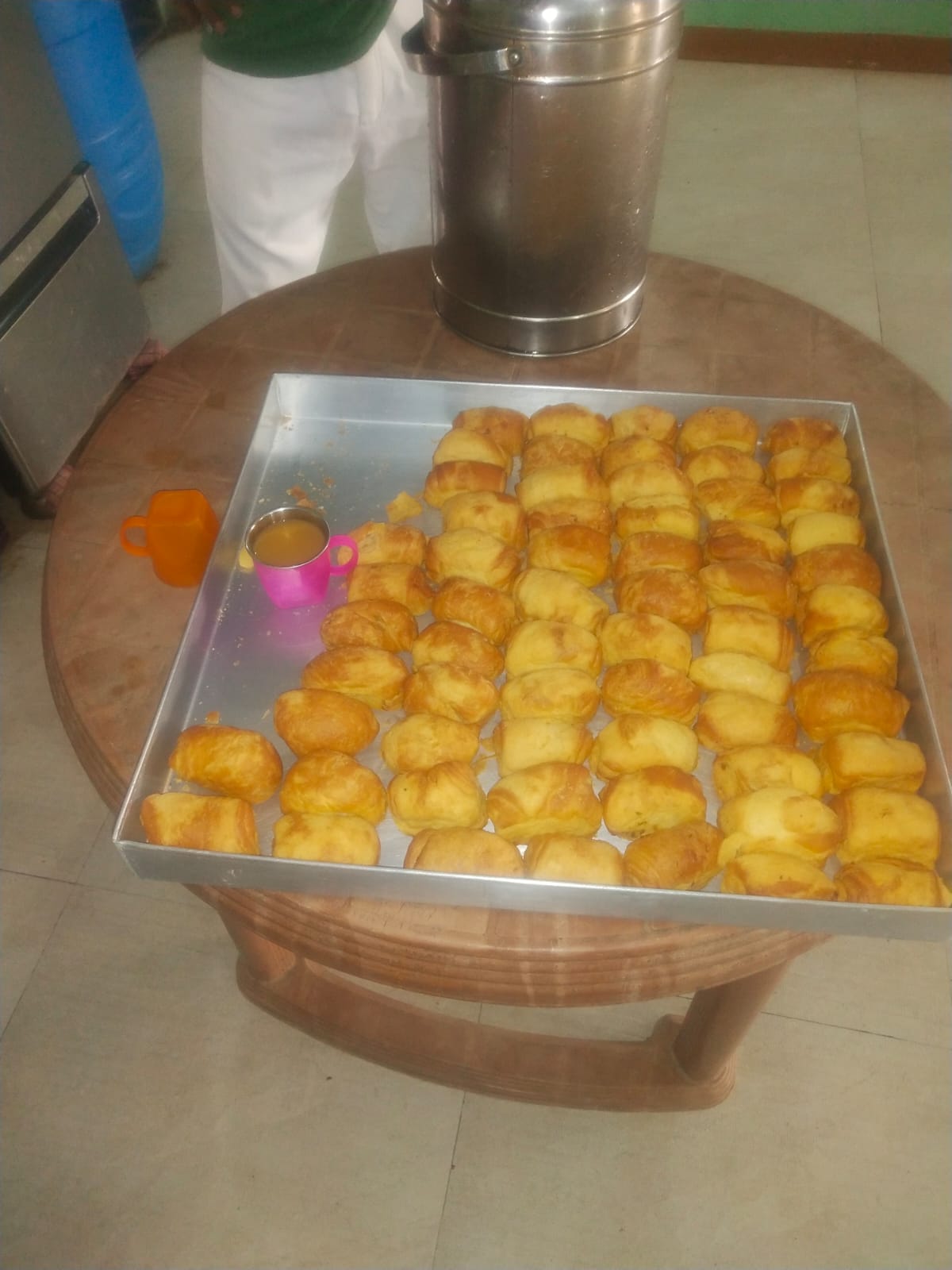 Freshly baked evening snacks tray and hot tea service